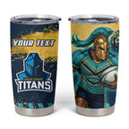 Personalised Gold Coast Titans Rugby Tumbler Cup Titans Mascot - Sporty Splash Art Style