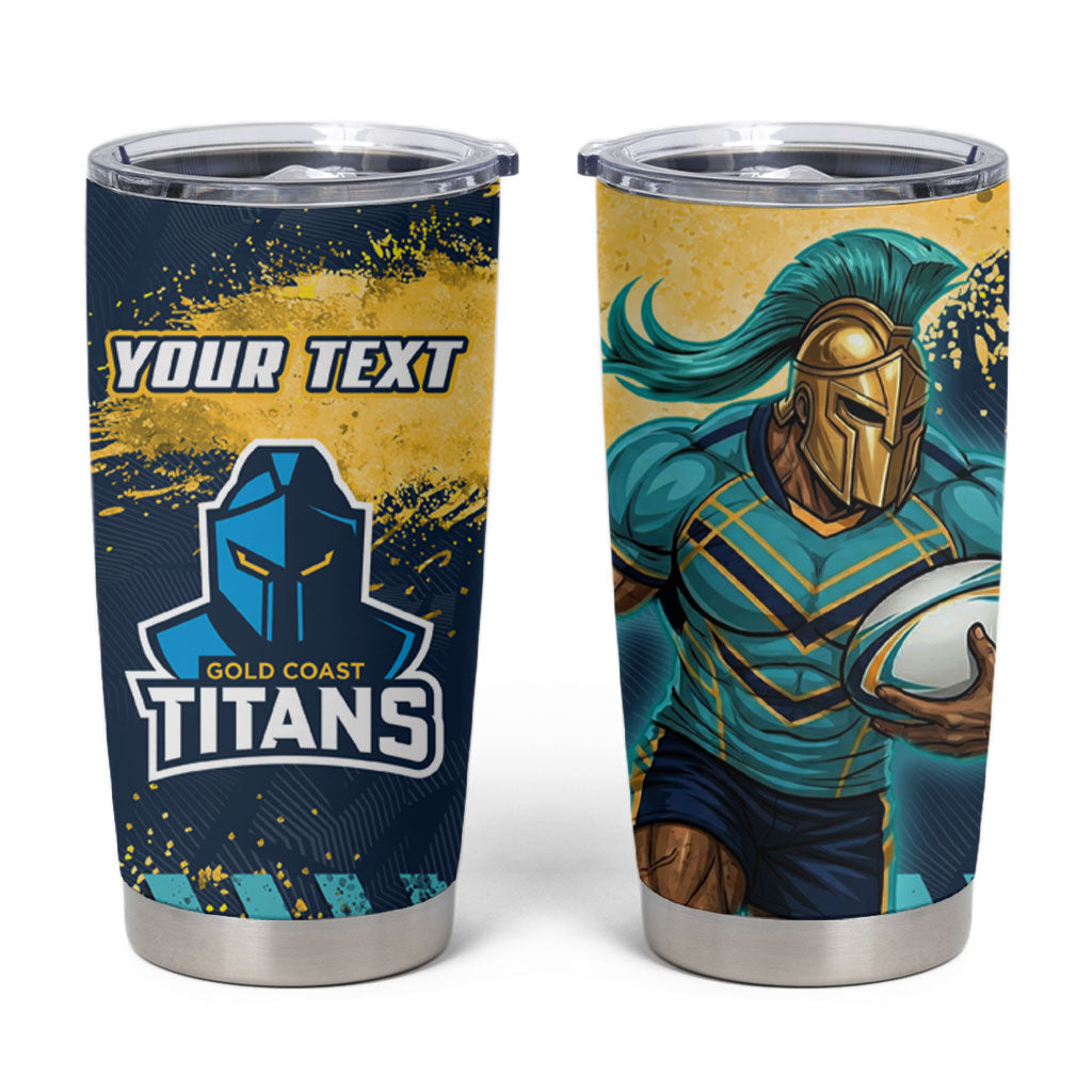 Personalised Gold Coast Titans Rugby Tumbler Cup Titans Mascot - Sporty Splash Art Style