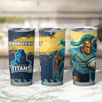 Personalised Gold Coast Titans Rugby Tumbler Cup Titans Mascot - Sporty Splash Art Style