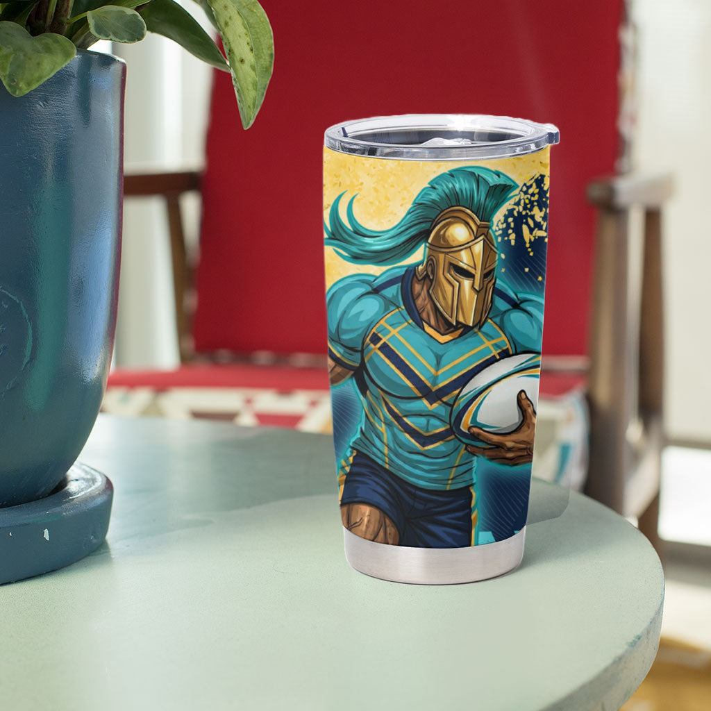 Personalised Gold Coast Titans Rugby Tumbler Cup Titans Mascot - Sporty Splash Art Style