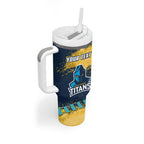 Personalised Gold Coast Titans Rugby Tumbler With Handle Titans Mascot - Sporty Splash Art Style