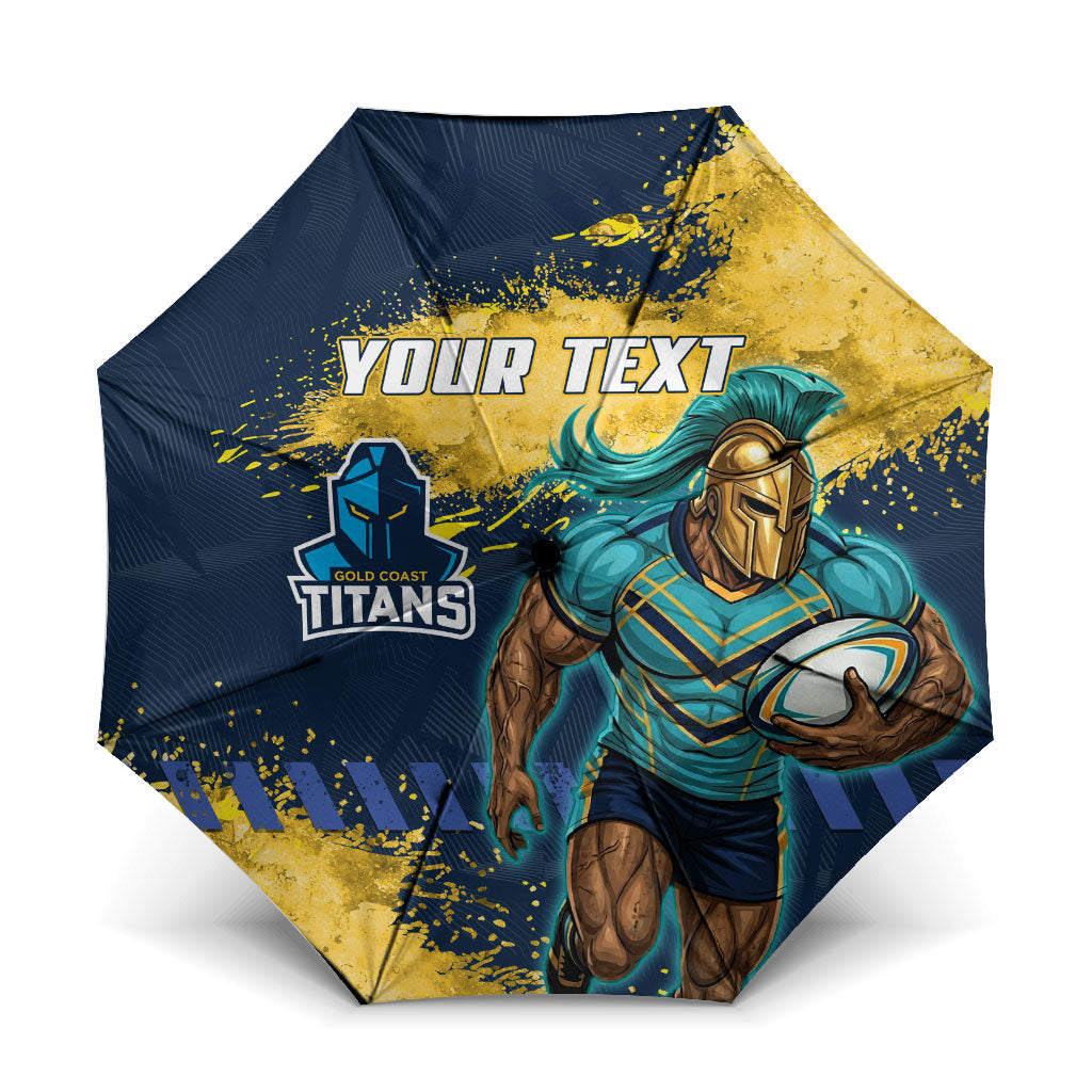 Personalised Gold Coast Titans Rugby Umbrella Titans Mascot - Sporty Splash Art Style