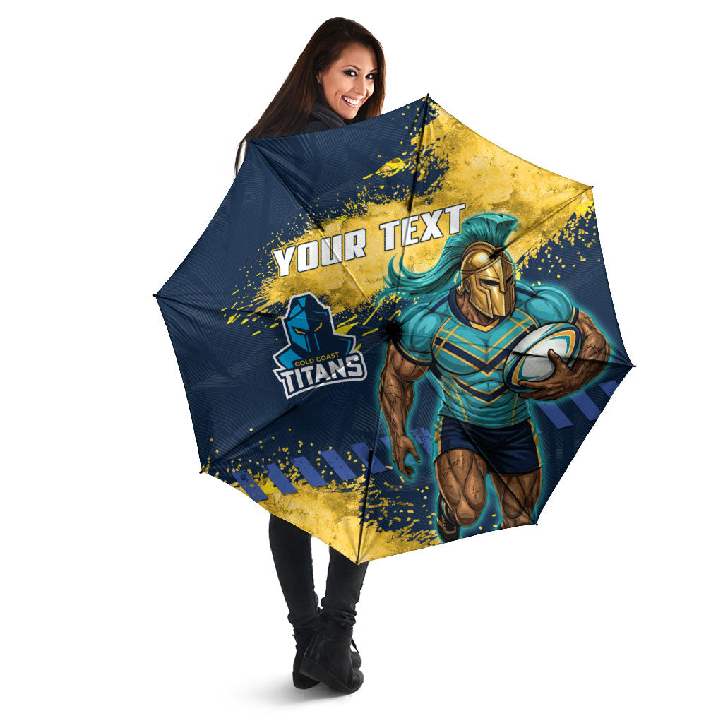 Personalised Gold Coast Titans Rugby Umbrella Titans Mascot - Sporty Splash Art Style