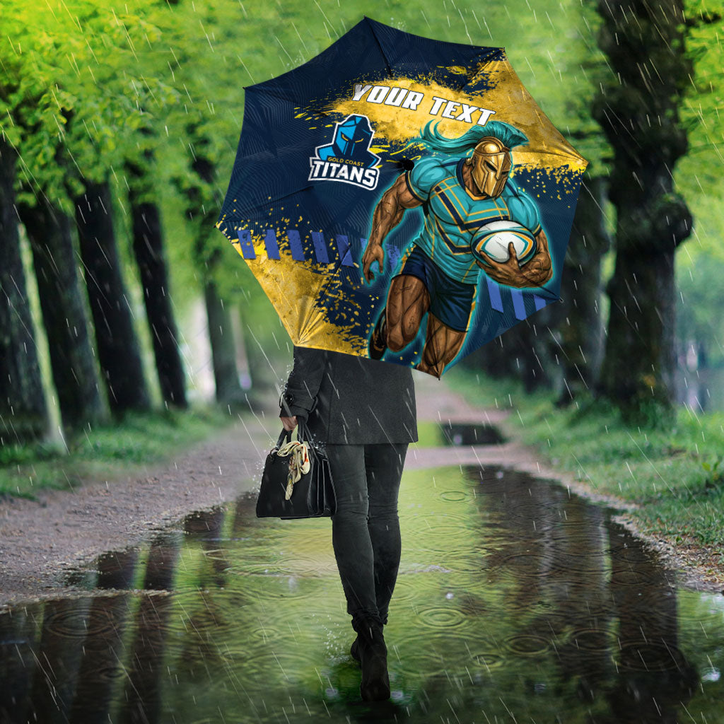 Personalised Gold Coast Titans Rugby Umbrella Titans Mascot - Sporty Splash Art Style