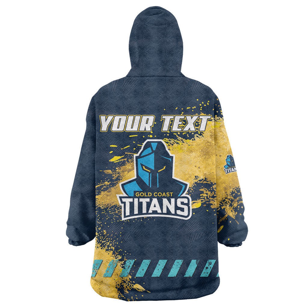 Personalised Gold Coast Titans Rugby Wearable Blanket Hoodie Titans Mascot - Sporty Splash Art Style