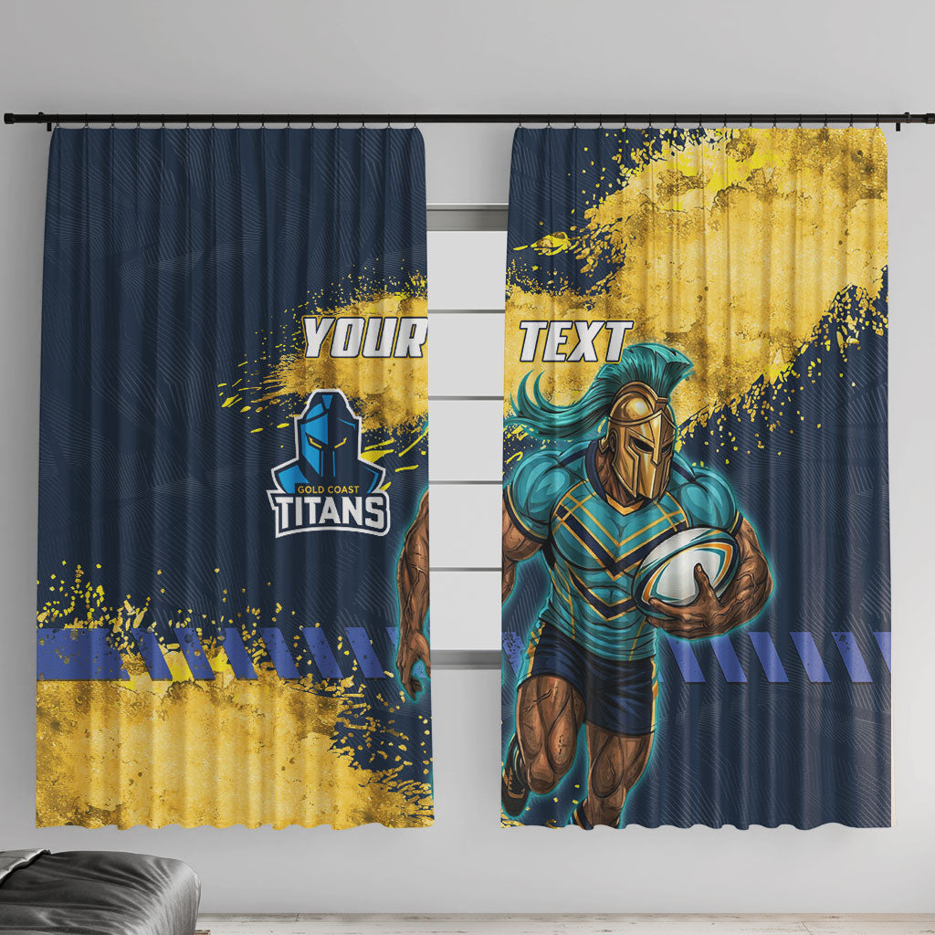 Personalised Gold Coast Titans Rugby Window Curtain Titans Mascot - Sporty Splash Art Style