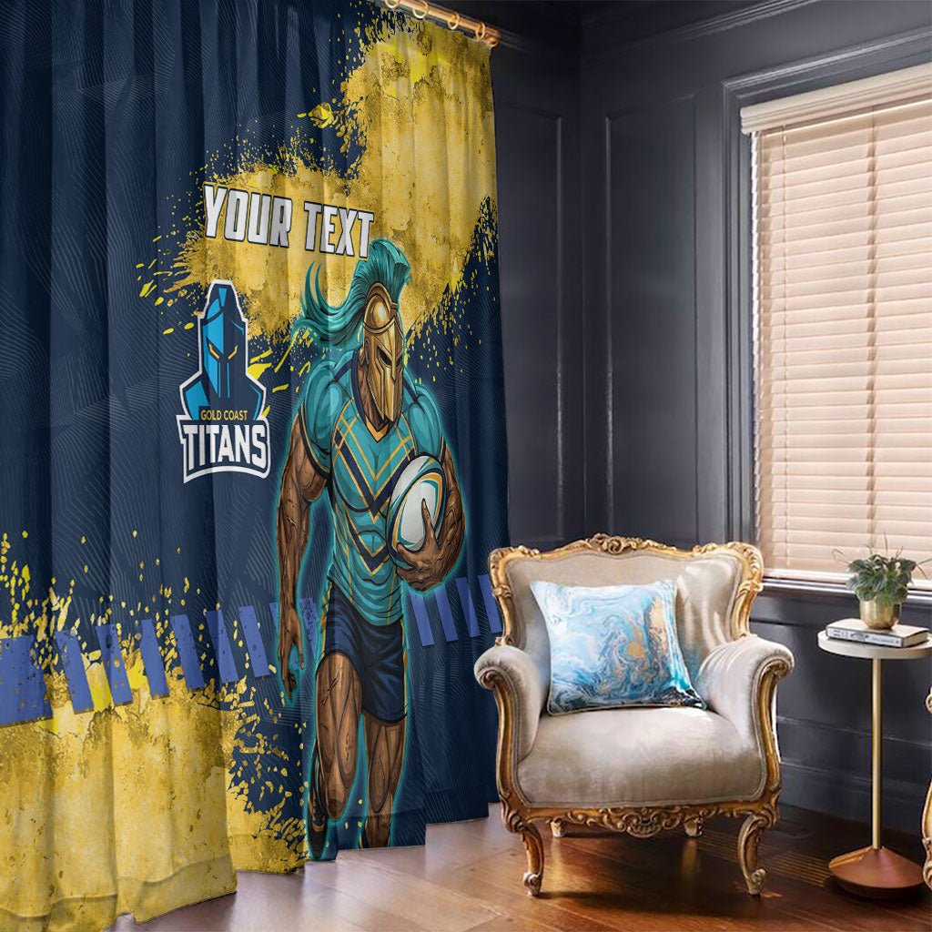 Personalised Gold Coast Titans Rugby Window Curtain Titans Mascot - Sporty Splash Art Style