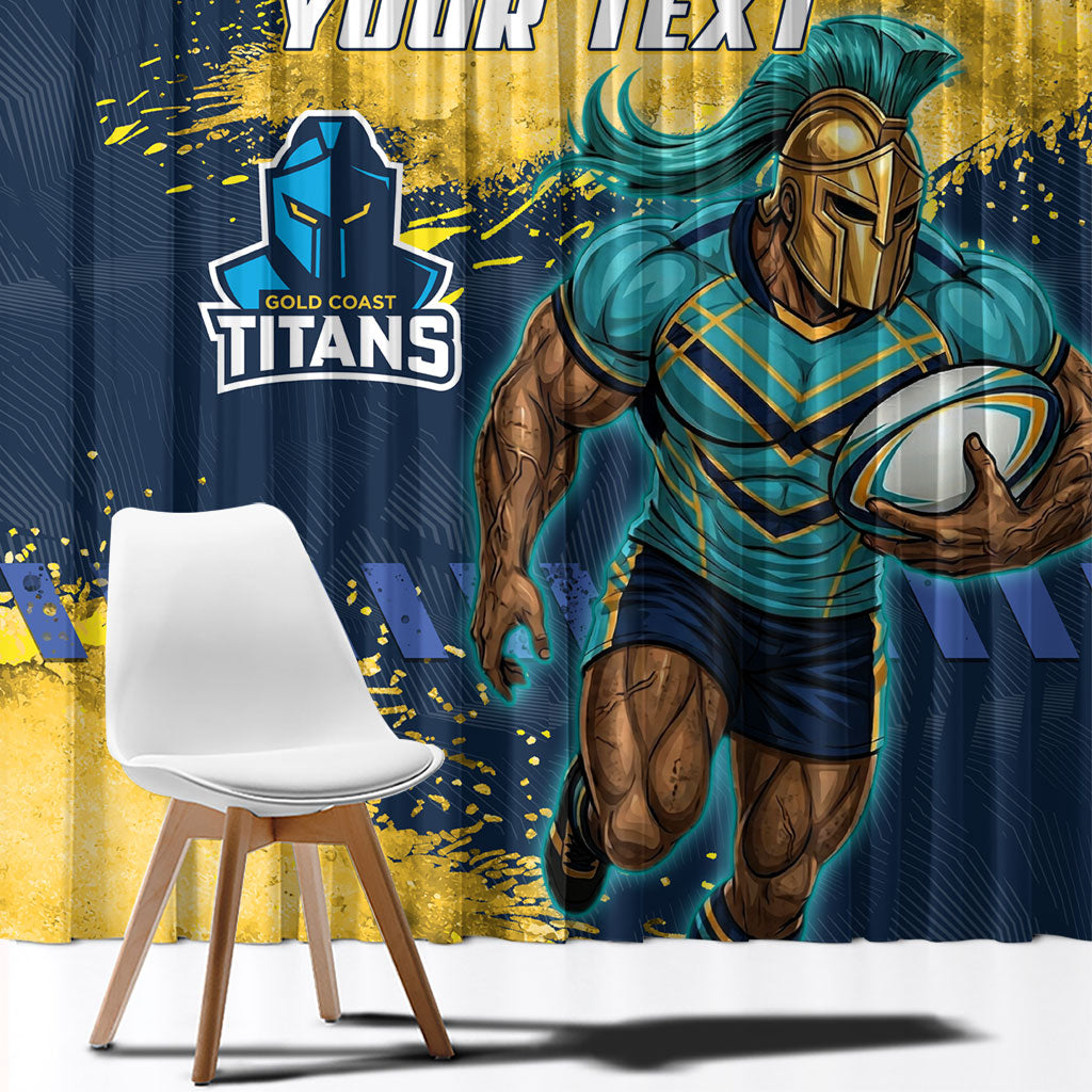 Personalised Gold Coast Titans Rugby Window Curtain Titans Mascot - Sporty Splash Art Style