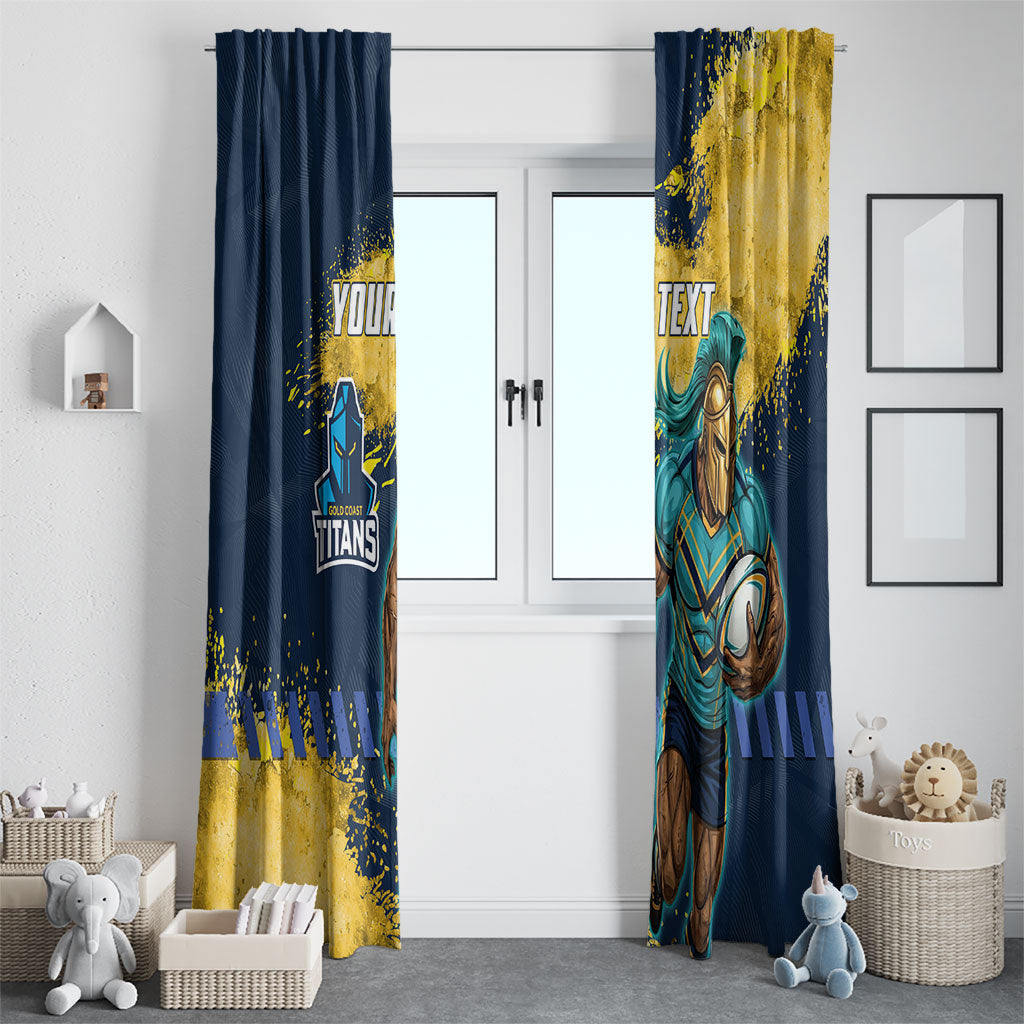 Personalised Gold Coast Titans Rugby Window Curtain Titans Mascot - Sporty Splash Art Style