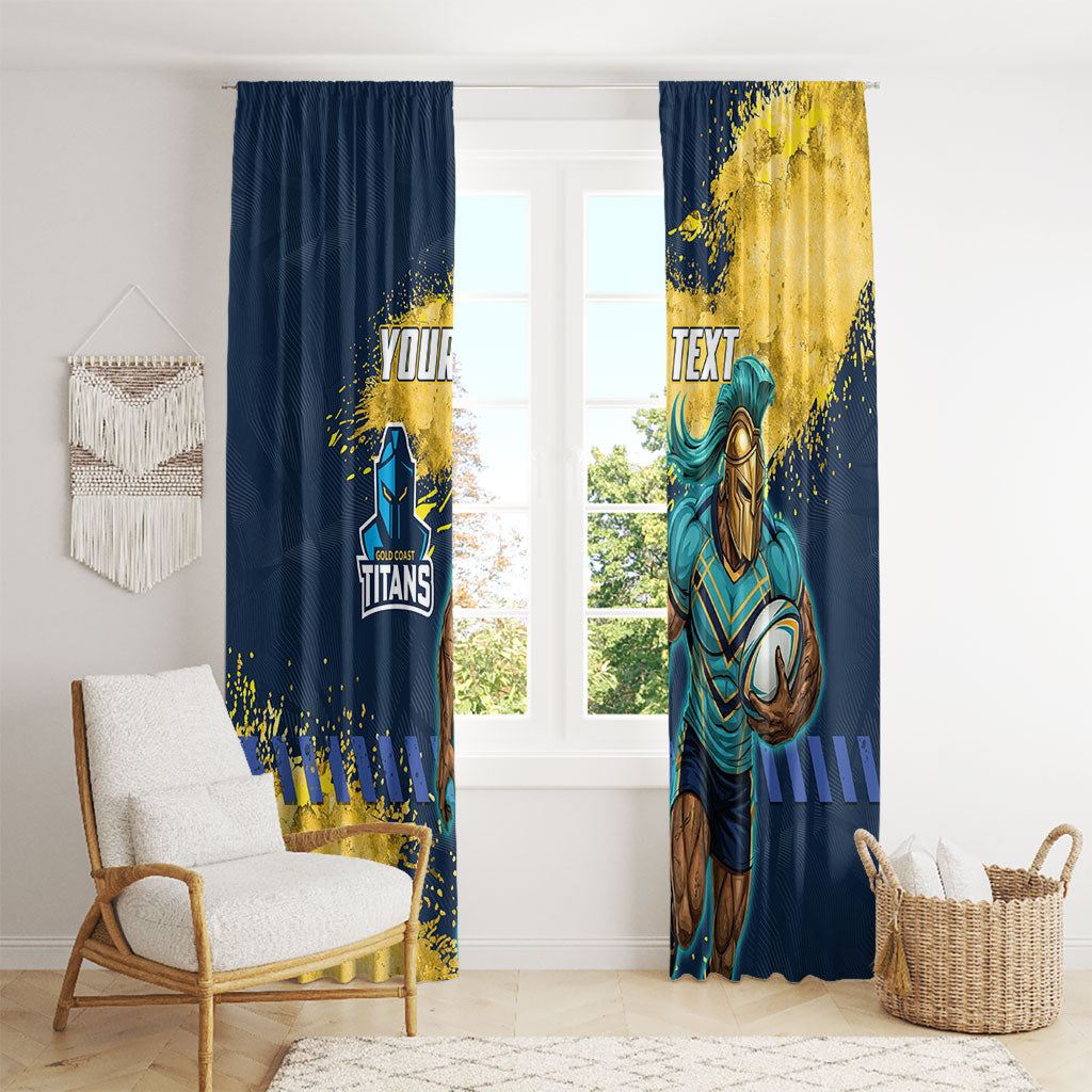Personalised Gold Coast Titans Rugby Window Curtain Titans Mascot - Sporty Splash Art Style