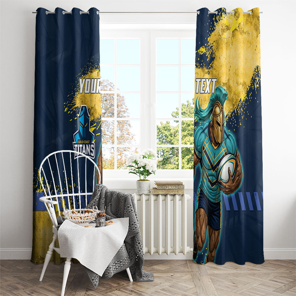 Personalised Gold Coast Titans Rugby Window Curtain Titans Mascot - Sporty Splash Art Style
