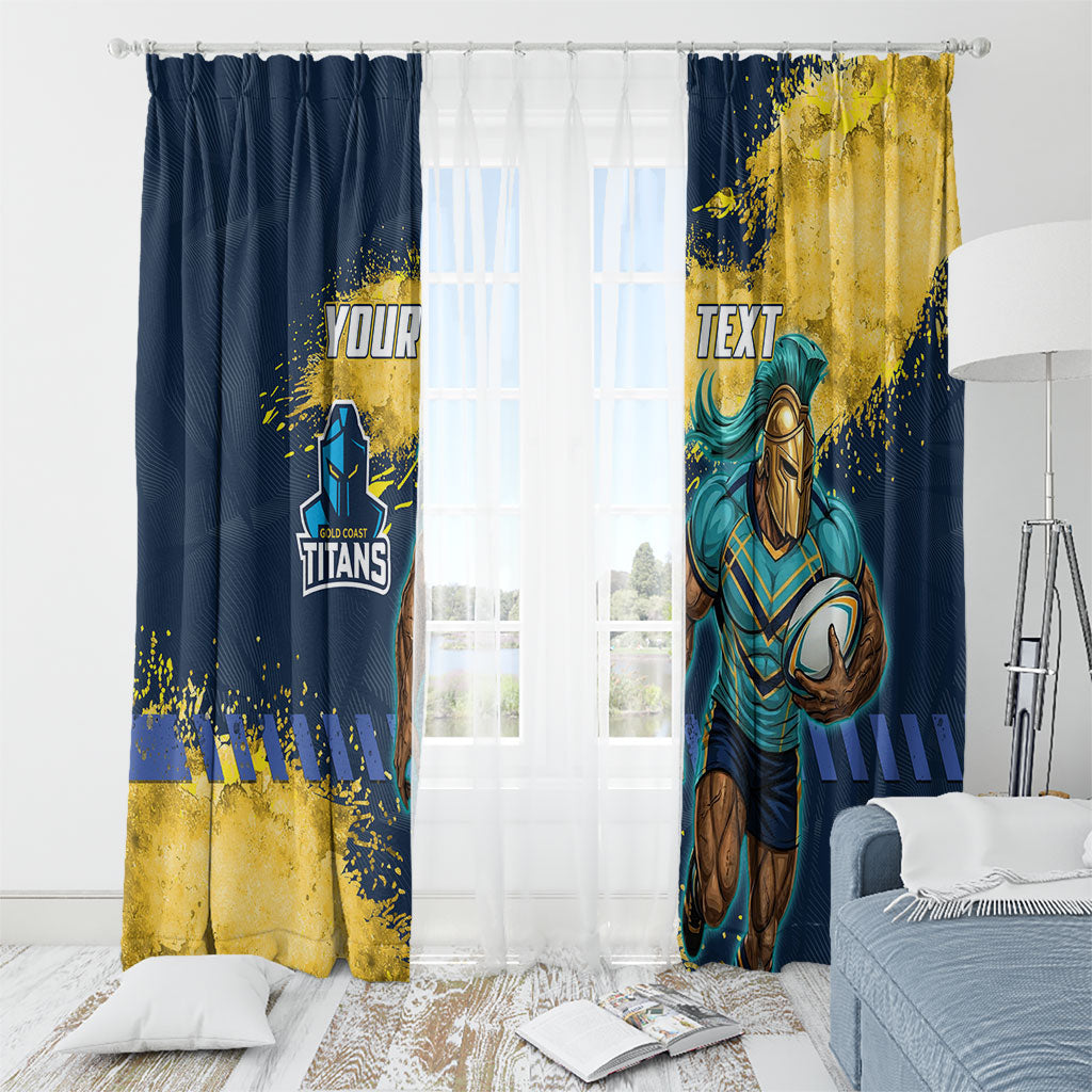 Personalised Gold Coast Titans Rugby Window Curtain Titans Mascot - Sporty Splash Art Style