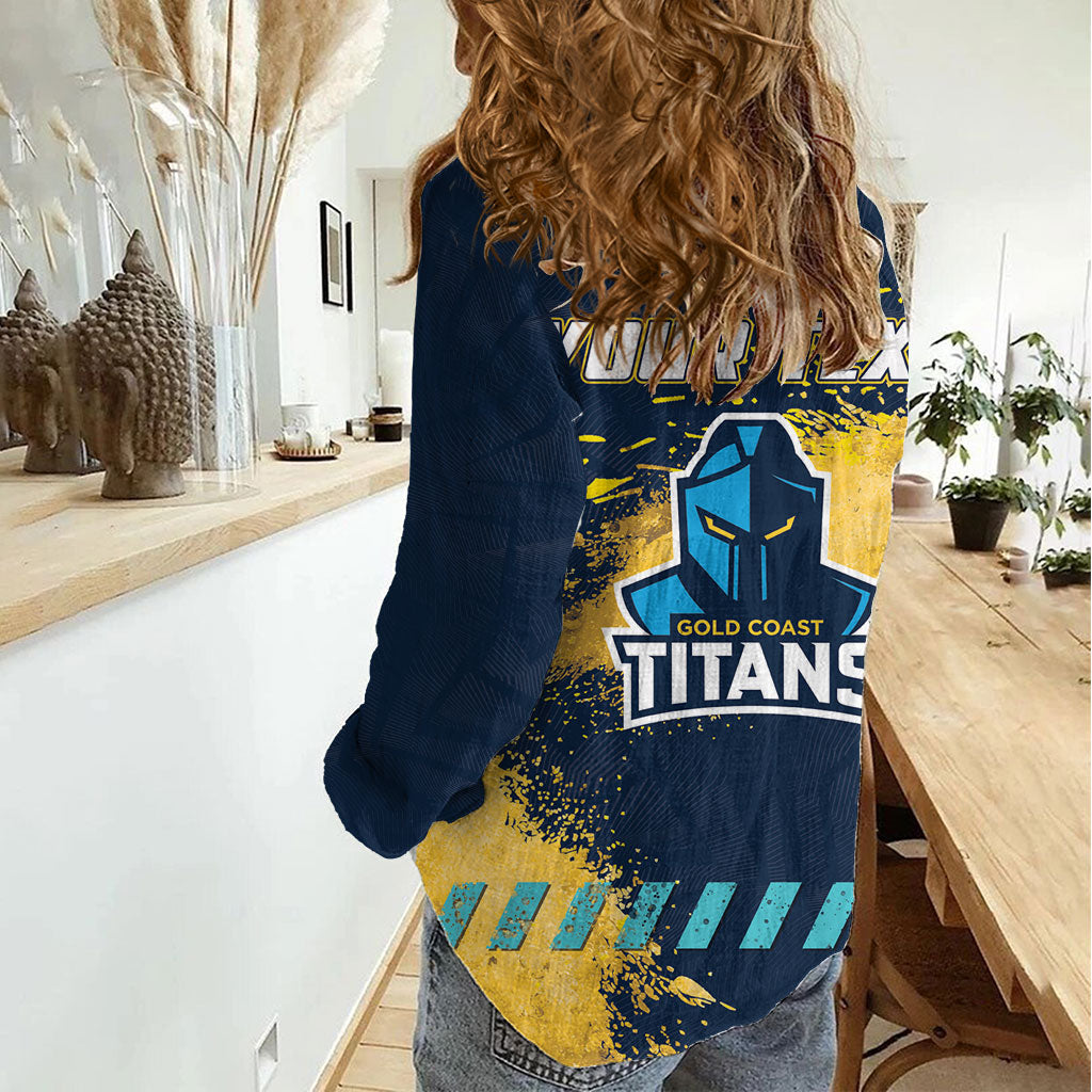Personalised Gold Coast Titans Rugby Women Casual Shirt Titans Mascot - Sporty Splash Art Style