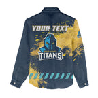 Personalised Gold Coast Titans Rugby Women Casual Shirt Titans Mascot - Sporty Splash Art Style