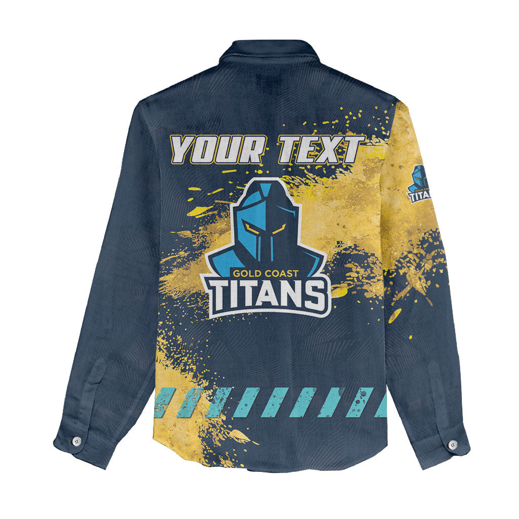 Personalised Gold Coast Titans Rugby Women Casual Shirt Titans Mascot - Sporty Splash Art Style
