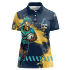 Personalised Gold Coast Titans Rugby Women Polo Shirt Titans Mascot - Sporty Splash Art Style