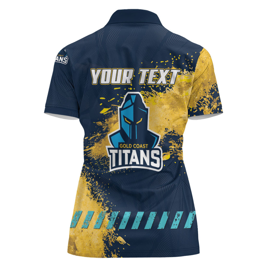 Personalised Gold Coast Titans Rugby Women Polo Shirt Titans Mascot - Sporty Splash Art Style