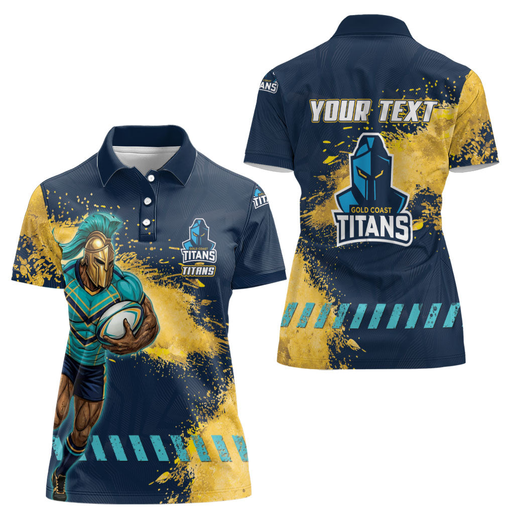 Personalised Gold Coast Titans Rugby Women Polo Shirt Titans Mascot - Sporty Splash Art Style