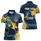 Personalised Gold Coast Titans Rugby Women Polo Shirt Titans Mascot - Sporty Splash Art Style