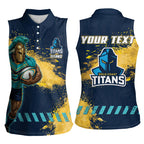Personalised Gold Coast Titans Rugby Women Sleeveless Polo Shirt Titans Mascot - Sporty Splash Art Style