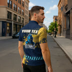 Personalised Gold Coast Titans Rugby Zipper Polo Shirt Titans Mascot - Sporty Splash Art Style