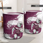 Personalised Manly Warringah Sea Eagles Rugby Laundry Basket MAN Mascot - Sporty Splash Art Style