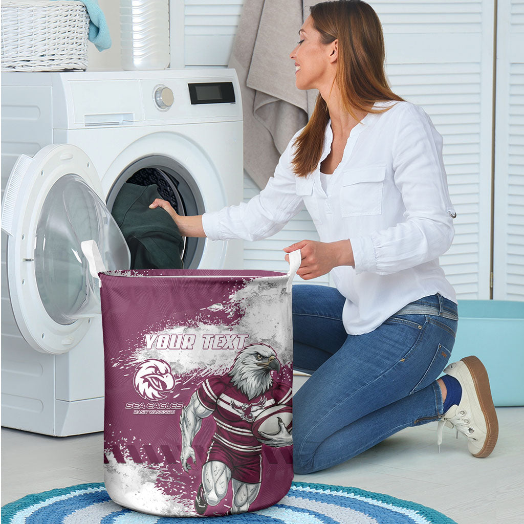 Personalised Manly Warringah Sea Eagles Rugby Laundry Basket MAN Mascot - Sporty Splash Art Style