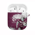 Personalised Manly Warringah Sea Eagles Rugby AirPods Case MAN Mascot - Sporty Splash Art Style