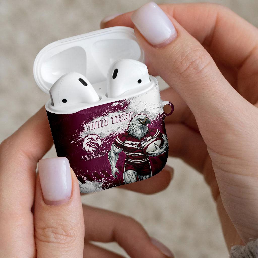 Personalised Manly Warringah Sea Eagles Rugby AirPods Case MAN Mascot - Sporty Splash Art Style