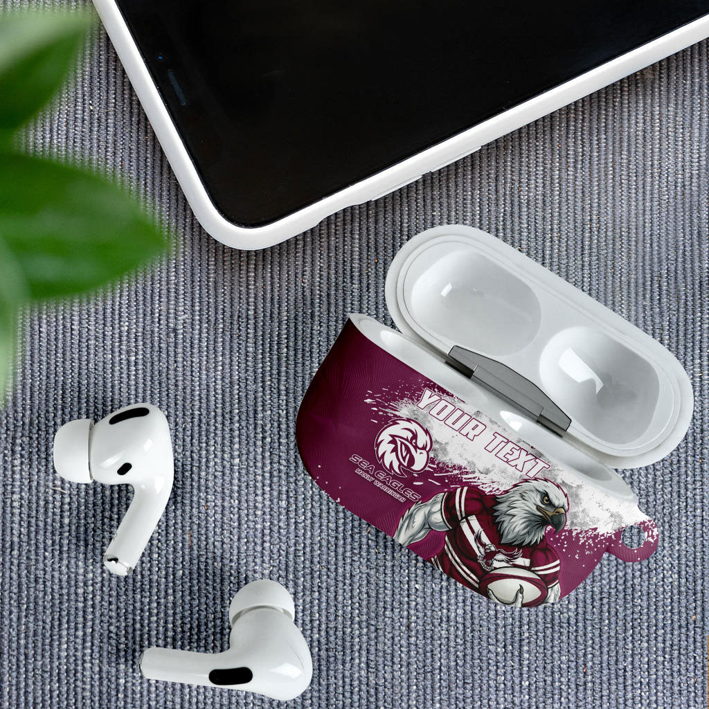 Personalised Manly Warringah Sea Eagles Rugby AirPods Case MAN Mascot - Sporty Splash Art Style