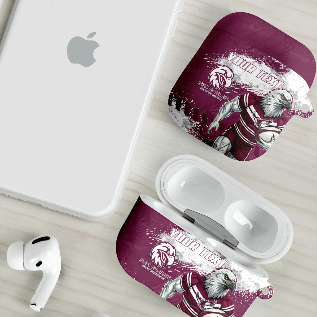 Personalised Manly Warringah Sea Eagles Rugby AirPods Case MAN Mascot - Sporty Splash Art Style