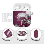 Personalised Manly Warringah Sea Eagles Rugby AirPods Case MAN Mascot - Sporty Splash Art Style