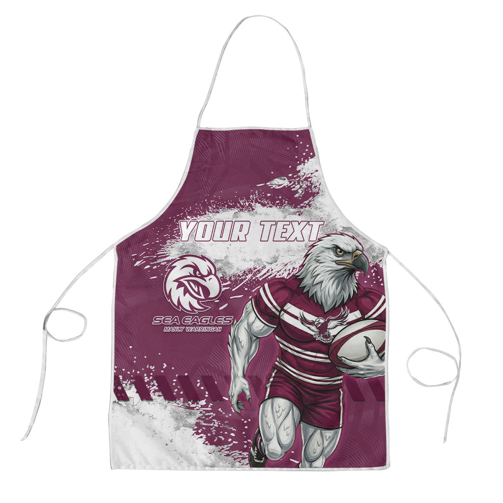 Personalised Manly Warringah Sea Eagles Rugby Apron MAN Mascot - Sporty Splash Art Style