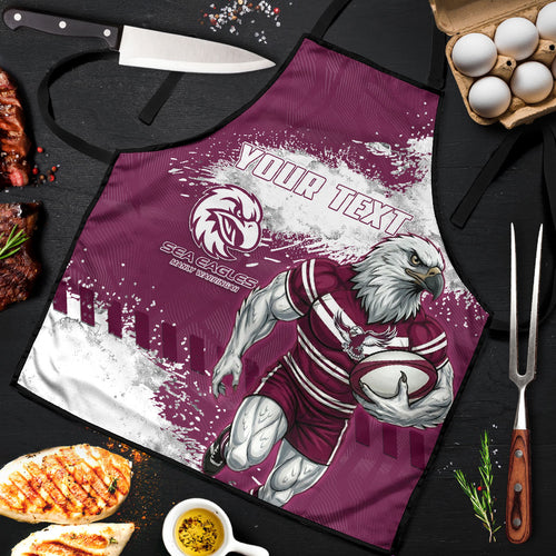 Personalised Manly Warringah Sea Eagles Rugby Apron MAN Mascot - Sporty Splash Art Style