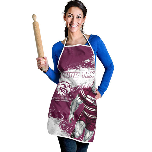Personalised Manly Warringah Sea Eagles Rugby Apron MAN Mascot - Sporty Splash Art Style