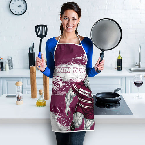 Personalised Manly Warringah Sea Eagles Rugby Apron MAN Mascot - Sporty Splash Art Style