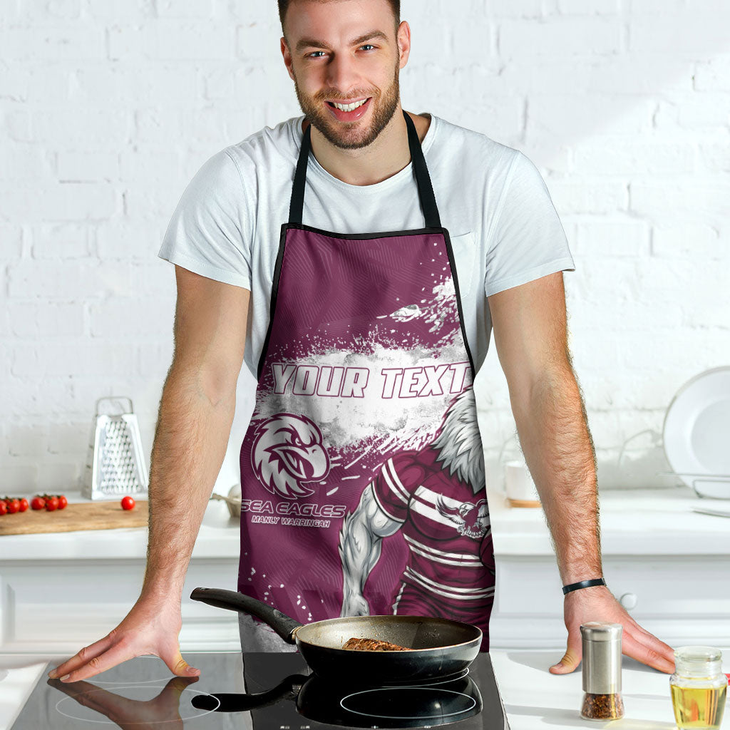 Personalised Manly Warringah Sea Eagles Rugby Apron MAN Mascot - Sporty Splash Art Style