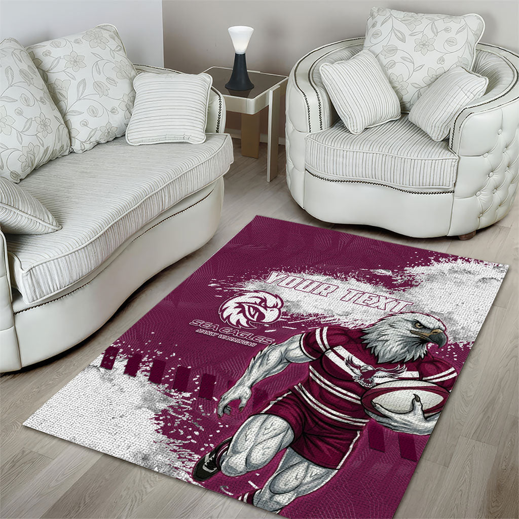 Personalised Manly Warringah Sea Eagles Rugby Area Rug MAN Mascot - Sporty Splash Art Style