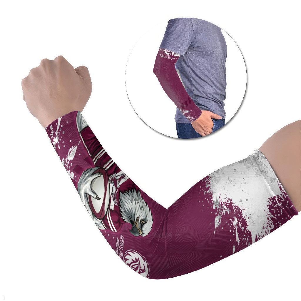 Personalised Manly Warringah Sea Eagles Rugby Arm Sleeves MAN Mascot - Sporty Splash Art Style
