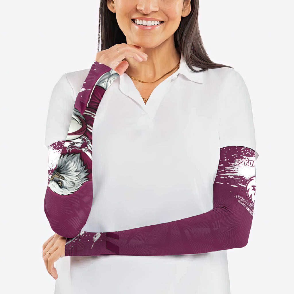 Personalised Manly Warringah Sea Eagles Rugby Arm Sleeves MAN Mascot - Sporty Splash Art Style
