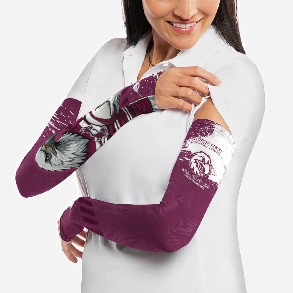Personalised Manly Warringah Sea Eagles Rugby Arm Sleeves MAN Mascot - Sporty Splash Art Style
