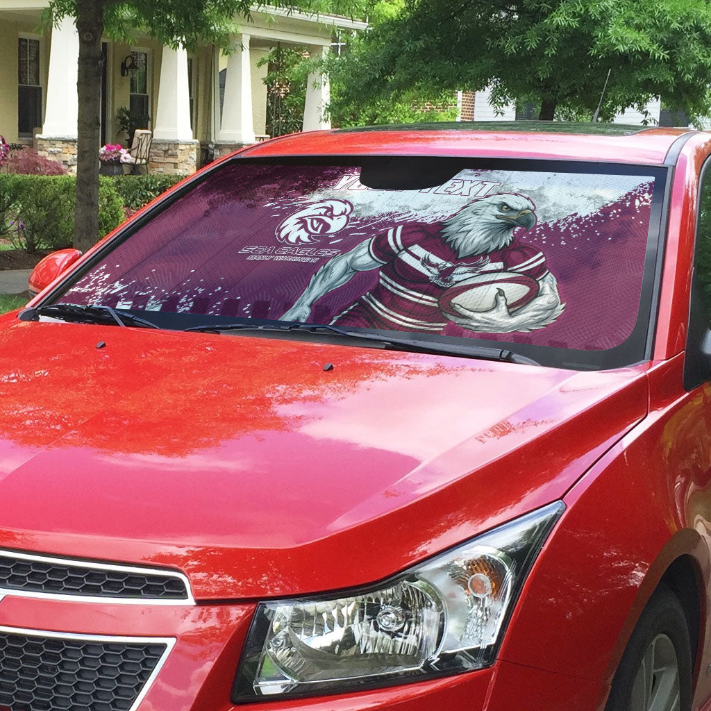 Personalised Manly Warringah Sea Eagles Rugby Auto Sun Shade MAN Mascot - Sporty Splash Art Style