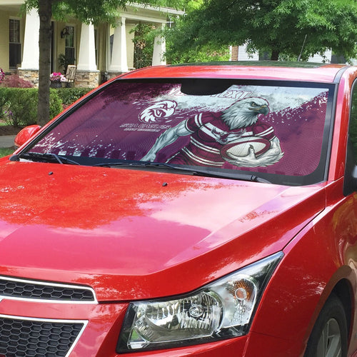 Personalised Manly Warringah Sea Eagles Rugby Auto Sun Shade MAN Mascot - Sporty Splash Art Style