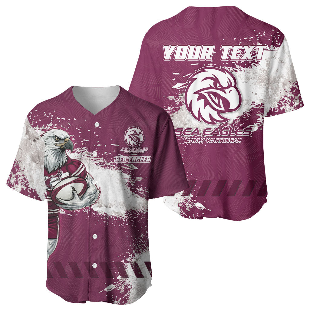 Personalised Manly Warringah Sea Eagles Rugby Baseball Jersey MAN Mascot - Sporty Splash Art Style