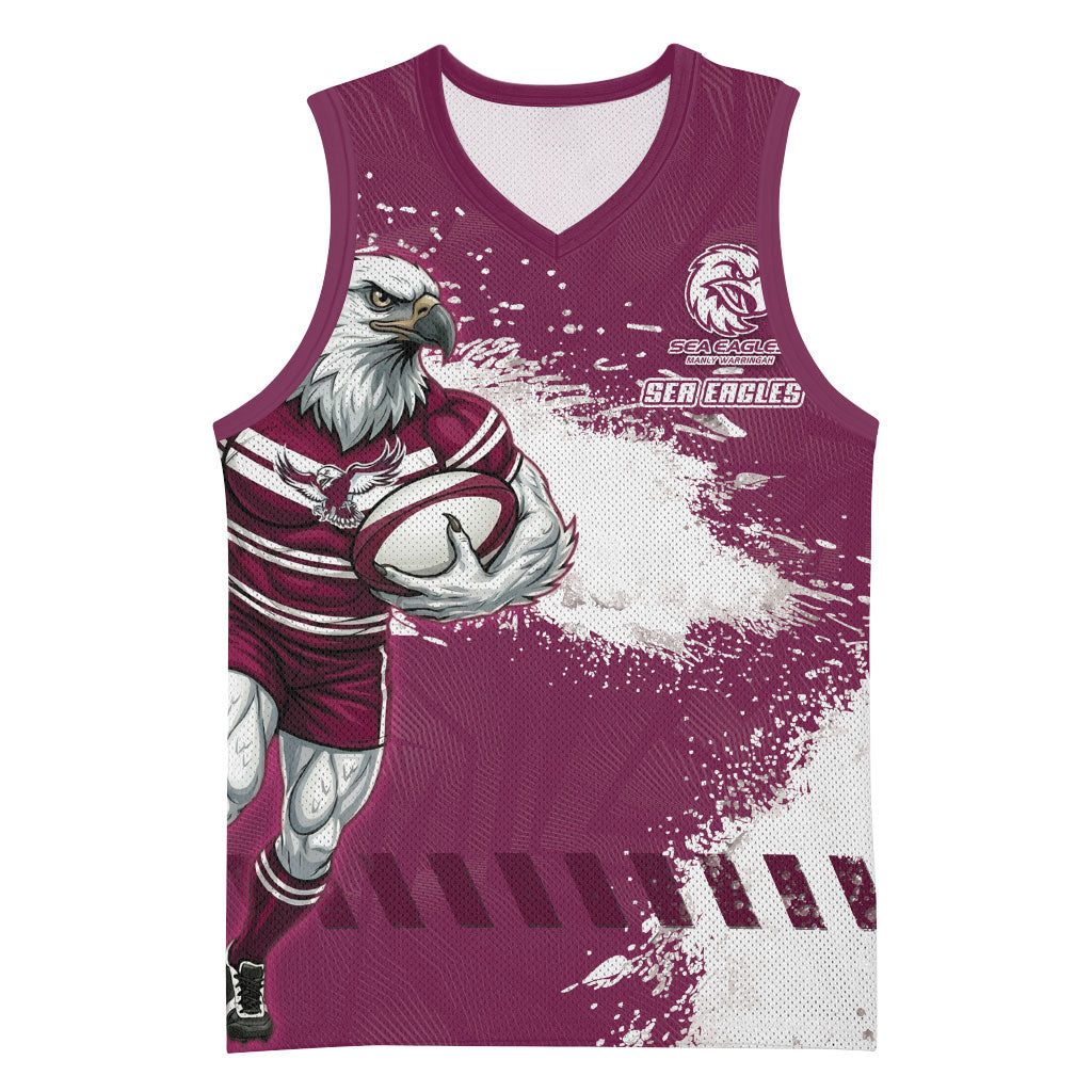 Personalised Manly Warringah Sea Eagles Rugby Basketball Jersey MAN Mascot - Sporty Splash Art Style