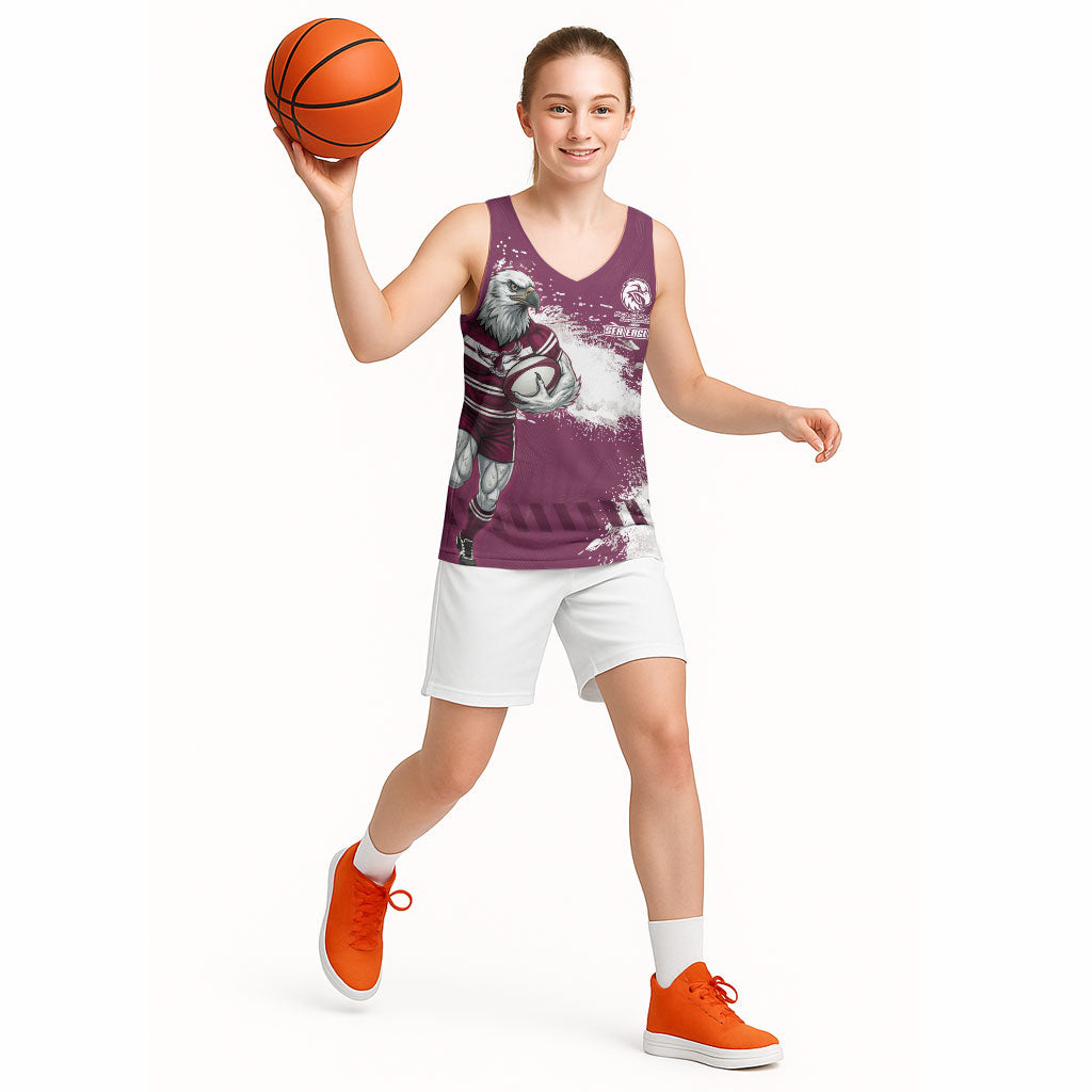 Personalised Manly Warringah Sea Eagles Rugby Basketball Jersey MAN Mascot - Sporty Splash Art Style
