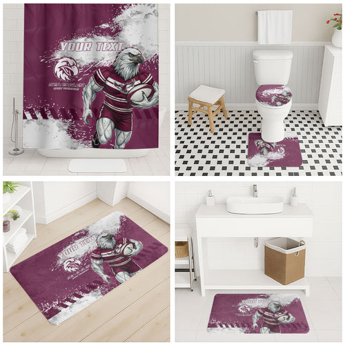 Personalised Manly Warringah Sea Eagles Rugby Bathroom Set MAN Mascot - Sporty Splash Art Style