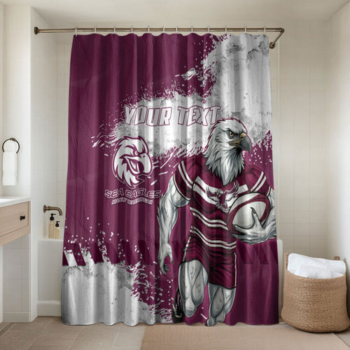 Personalised Manly Warringah Sea Eagles Rugby Bathroom Set MAN Mascot - Sporty Splash Art Style