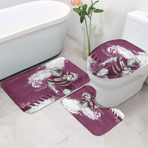 Personalised Manly Warringah Sea Eagles Rugby Bathroom Set MAN Mascot - Sporty Splash Art Style