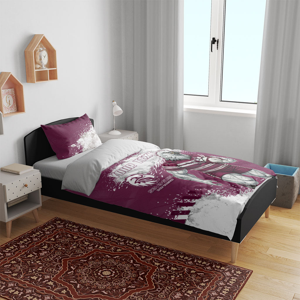 Personalised Manly Warringah Sea Eagles Rugby Bedding Set MAN Mascot - Sporty Splash Art Style